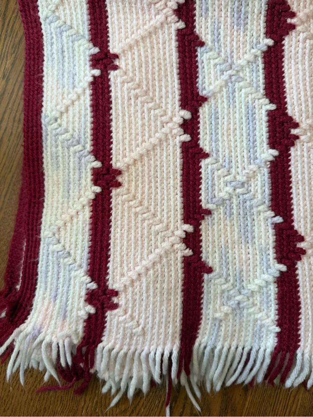 Soft Pink and Burgundy Striped Throw Blanket - Home Accents